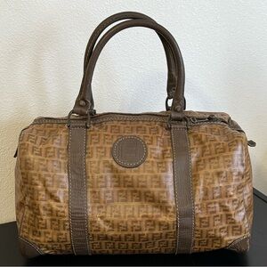 Vintage Fendi Zucca Zucchino Tan Boston Speedy Bag